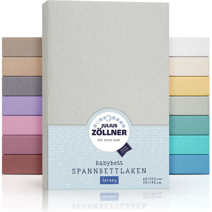 Jersey Spannbettlaken für Babymatratzen 60x120 bis 70x140cm, Hellgrau