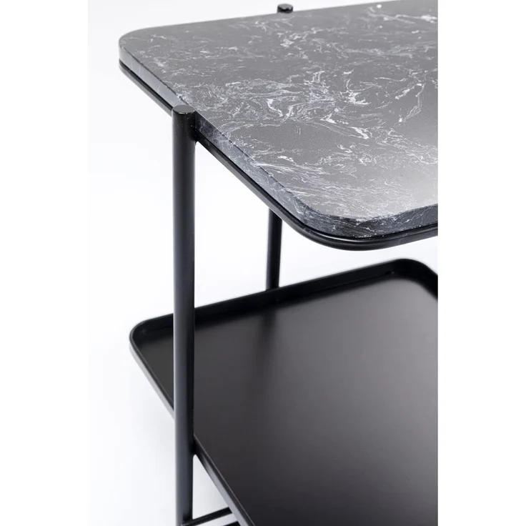 Kare Design Beistelltisch Bennet Schwarz, Mineralmamor, Ablage, Stahlgestell, edel, 39x39 cm – Bild 6