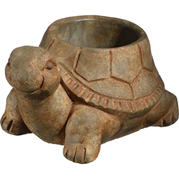 Classic Home and Garden Cement Buddies Pflanzgefäß Schildkröte, für Innen- und Außenbereich, mit Ablaufloch, Rostbraun, klein, ca. 15,2 cm – Bild 2