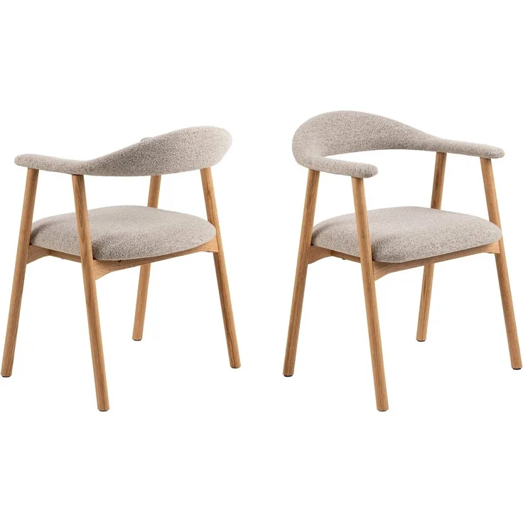 Holzstuhl >Addi< (2er-Set) in Beige, Stoff, Massivholz - 56x75,5x54cm (BxHxT)