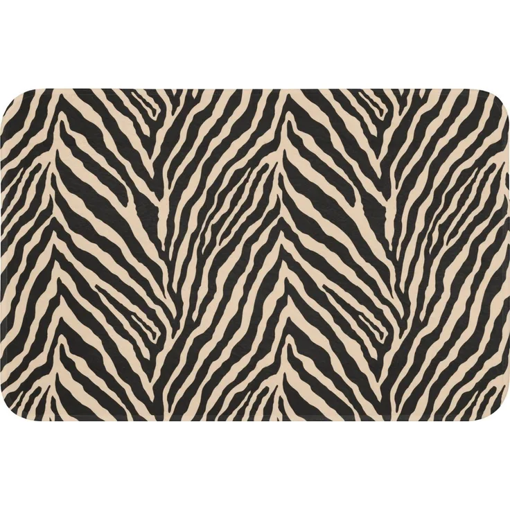 OnlyWow Badematte Zebra - Klassisch - Schwarz, Höhe 10 mm, Polyester, Rechteckig, Badezimmerteppich, Badteppich, Rutschfest, Badvorleger, Waschbar