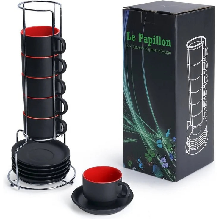 MiaMio Espressotasse Espressotassen Set Le Papillon Kollektion (6 x 75ml) – Bild 5