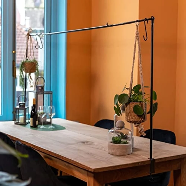 Tisch Deko Stange Klemme Gestell Metall schwarz ausziehbar Tafel 115,5-210 cm – Bild 3