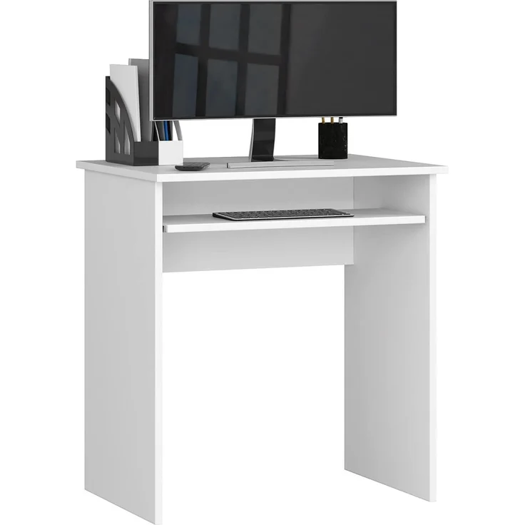 Home Collective Computertisch Kleiner Schreibtisch Bürotisch Gaming Tisch mit Tastaturablage, Schreibtisch in weiß, ideal für Kinderzimmer und Heimbüro – Bild 1