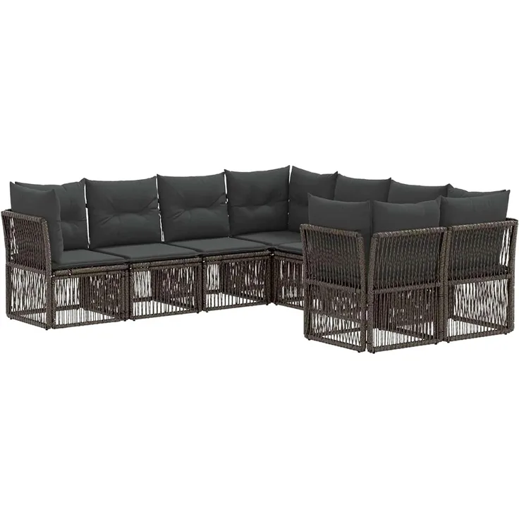 vidaXL Gartensofa-set 8 stk. 8-Sitzer Grau Poly-Rattan 3434447