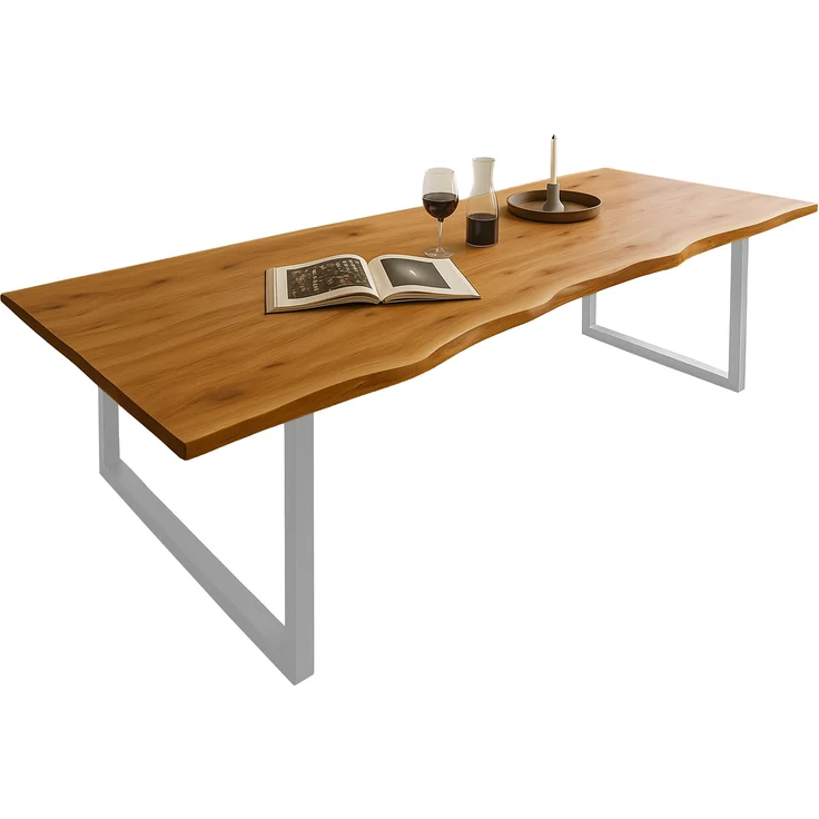Esstisch Baumkante massiv Akazie natur 240 x 100 silber QUINN 69052240 – Bild 2