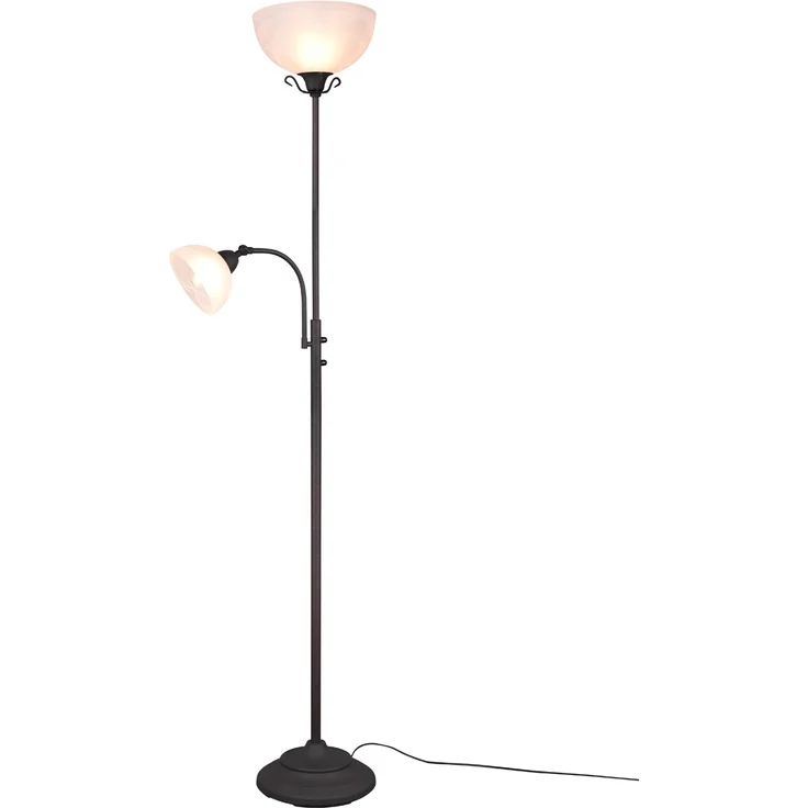 'Country' Großer Deckenfluter im Landhausstil mit Leselampe, Metall rost / weiß, Höhe: 184cm – Bild 2