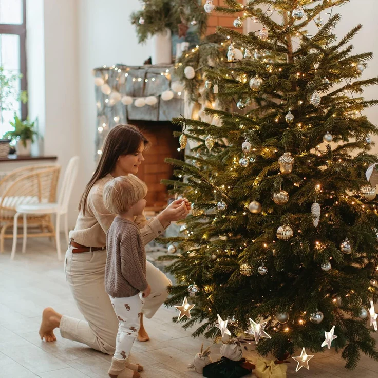 SALCAR 2m Christbaumbeleuchtung mit Ring, Weihnachtsbaum Lichterkette mit 10 Girlanden, – Bild 5
