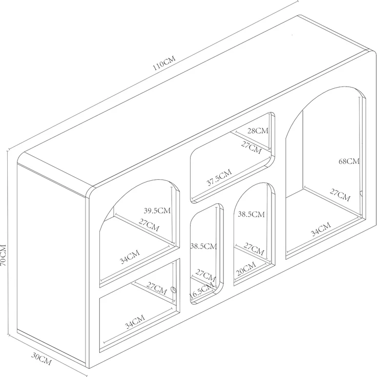 Sideboard Vågå mit offenen Fächern 110x30x70 cm Weiß [en. casa] – Bild 4