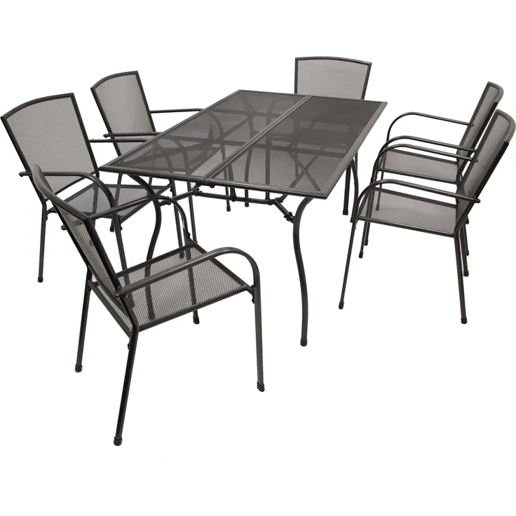 Garnitur CLASSIC 7-teilig, Streckmetall anthrazit (Tisch 90x150 cm)