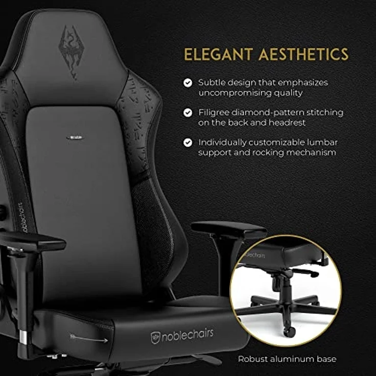 noblechairs Hero Komfortabler und Langlebiger Gaming-Stuhl, Perfekt Optimierte Ergonomie des Stuhls Sorgt für Hohen Sitzkomfort, Belastbarkeit 150 kg - The Elder Scrolls V Skyrim Anniversary Edition – Bild 6