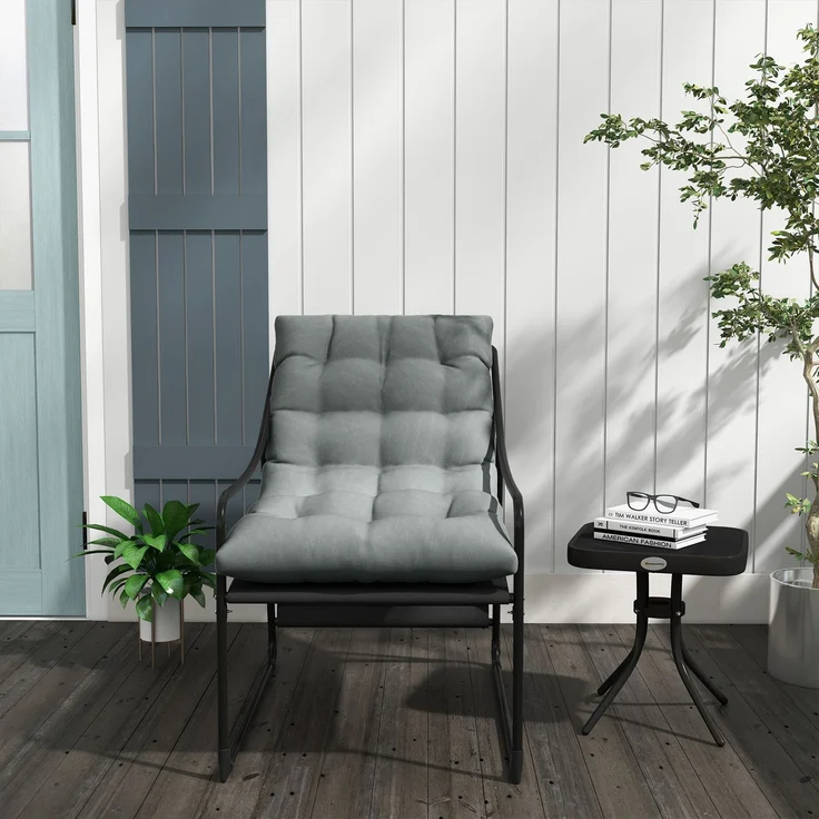 Outsunny Gartensessel, Stahl, Polyester, Grau, 62L x 110B x 88H cm – Bild 6