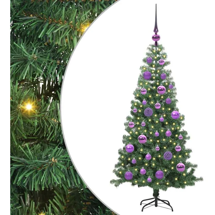 vidaXL Weihnachtsbaum mit LED-Beleuchtung Grün 120 cm PVC und Stahl 3396364 – Bild 2