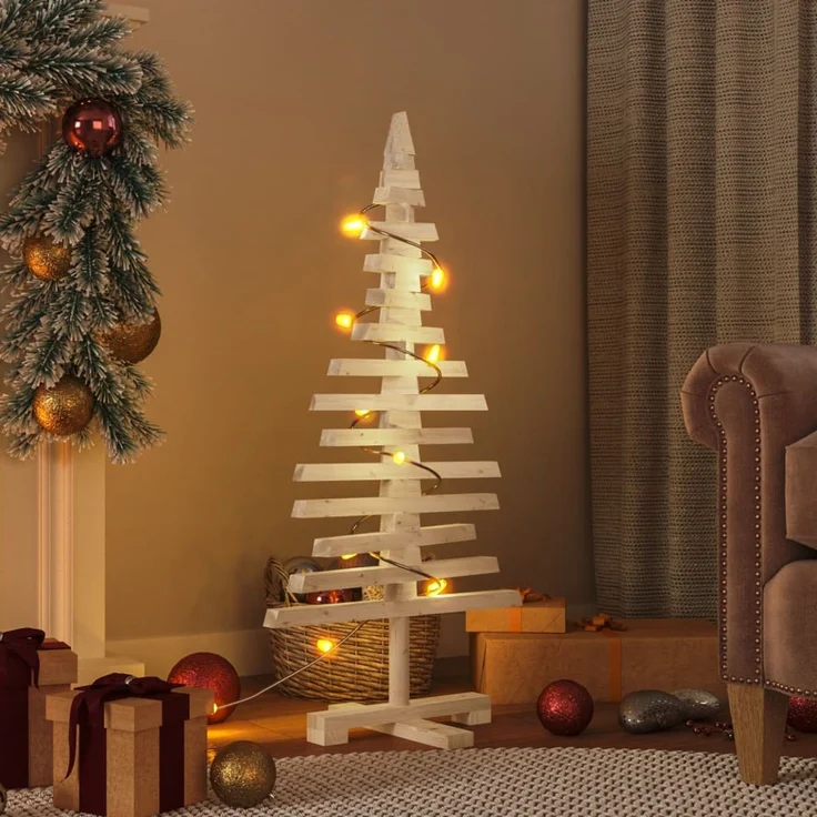 vidaXL Weihnachtsbaum Holz zum Schmücken 90 cm Massivholz Kiefer 357994 – Bild 1
