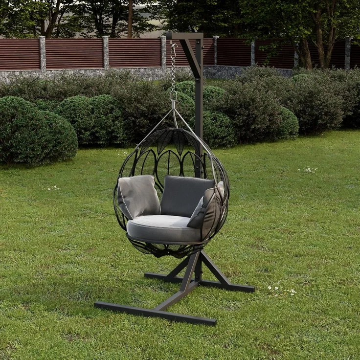 QLS Hängesessel GESTELL aus Stahl mit Haken 212 cm bis 100 kg, Stabil Outdoor pulverbeschichtet Luxus (ohne Hängesessel) – Bild 3