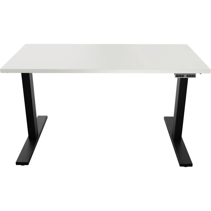 Höhenverstellbarer Schreibtisch E-WonderTech, EWT251408333005, Platte 005 weiß, Gestell 333 schwarz, H 630-1280 x B 1400 x T 800