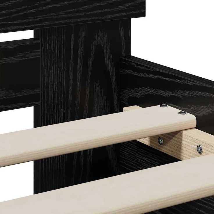 vidaXL Bettrahmen Schwarz Eichen-Optik 90 x 200 cm Holzwerkstoff 871656 – Bild 7