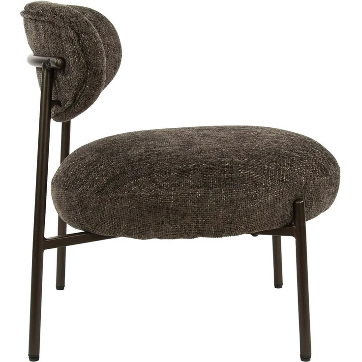 Sessel Velcira Rund aus Webstoff, modern und komfortabel, Braun, weiche Polsterung – Bild 4