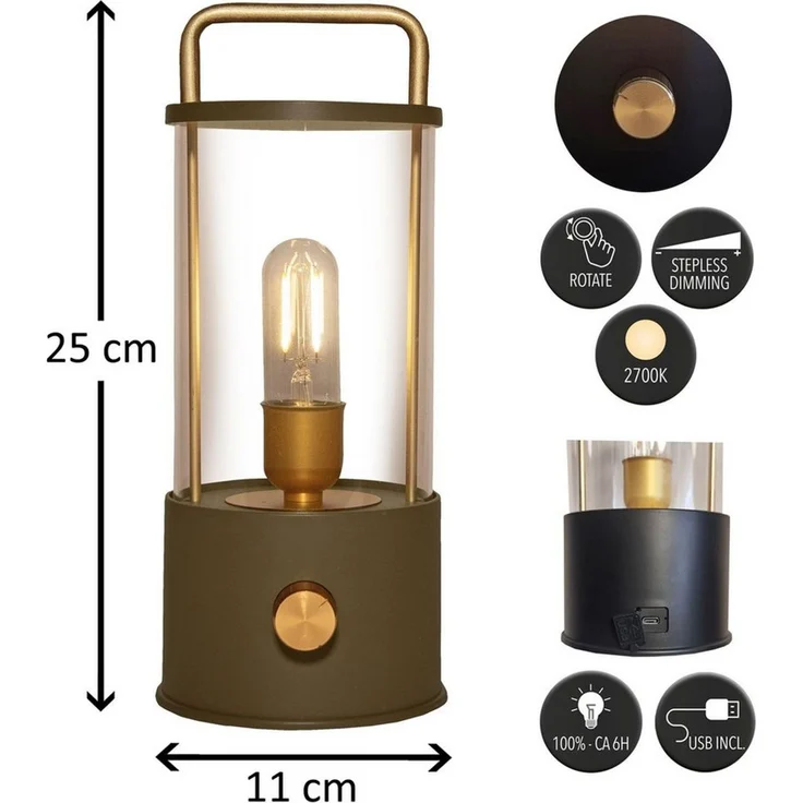 Coen Bakker Deco BV LED Außen-Tischleuchte Tischlampe Dimmbar Akku In-/Outdoor IP44, Stufenlos dimmbar, LED fest verbaut, Warmweiß – Bild 3