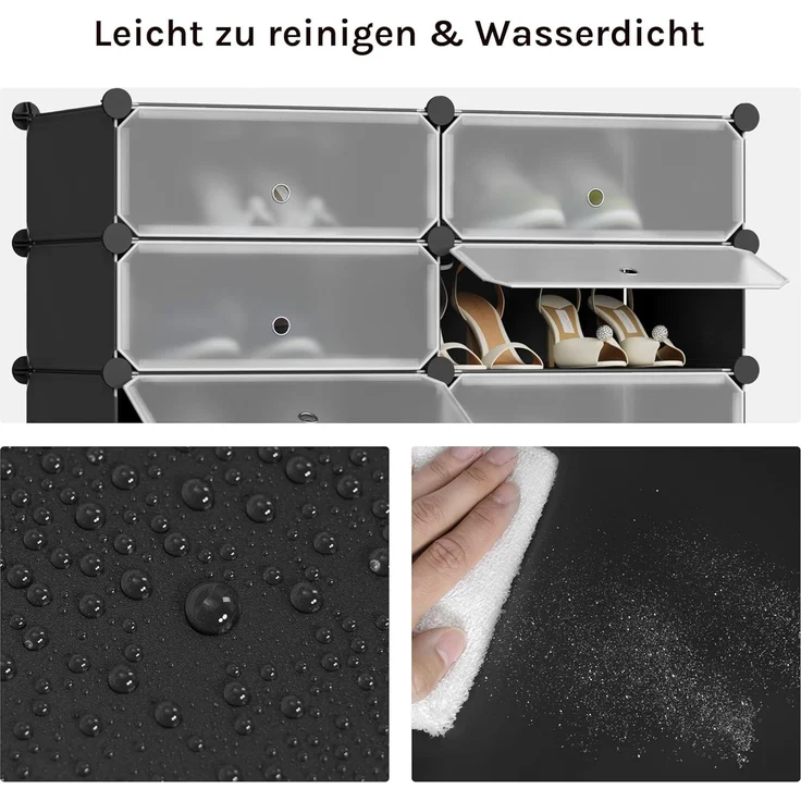 Woltu Schuhschrank (1-St) mit Tür, DIY Schuhschrank, 16 Fächer, Kunststoff – Bild 7