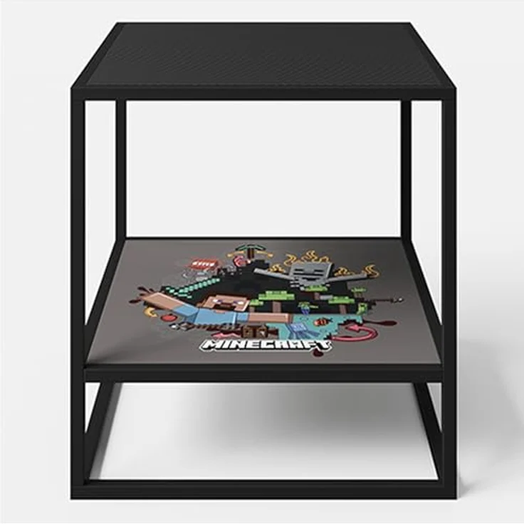 Minecraft Beistelltisch, Schwarz, Metall und Holzwerkstoff, Gaming Design, 45x48x45 cm – Bild 4
