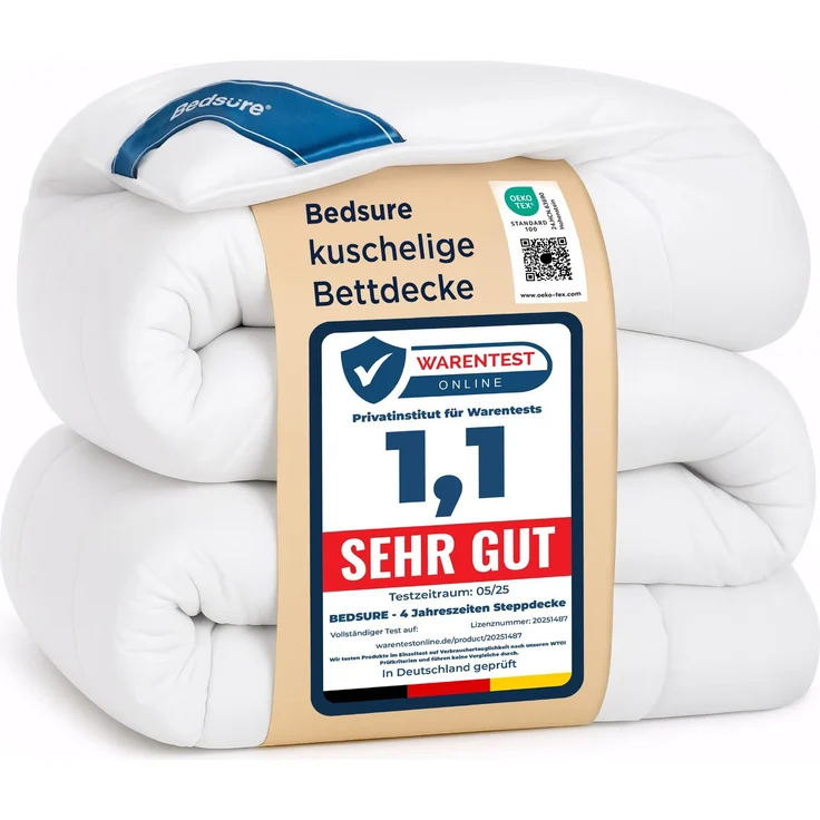 BEDSURE Bettdecke 260x240 Ganzjahresdecke Steppdecke - Bettdecke 260x240 cm 4 Jahreszeiten Bettdecken - Oeko-TEX Zertifiziert 300GSM Weiß Sommerdecke, Weiche Warm Duvet Schlafdecke für Allergiker