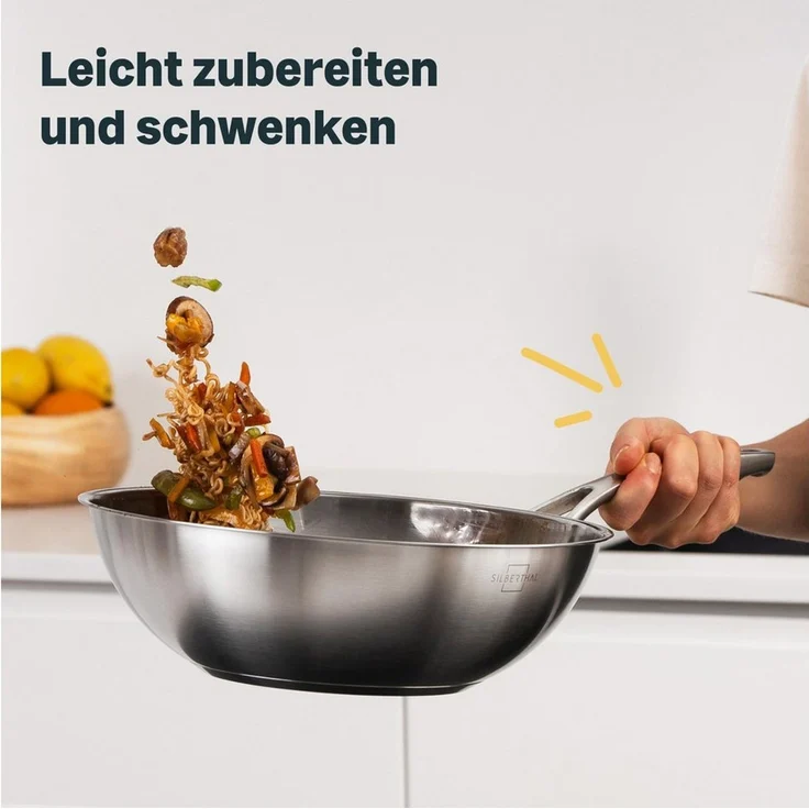 SILBERTHAL Wok Pfanne 28cm Unbeschichtet Induktion, (1-tlg) – Bild 4