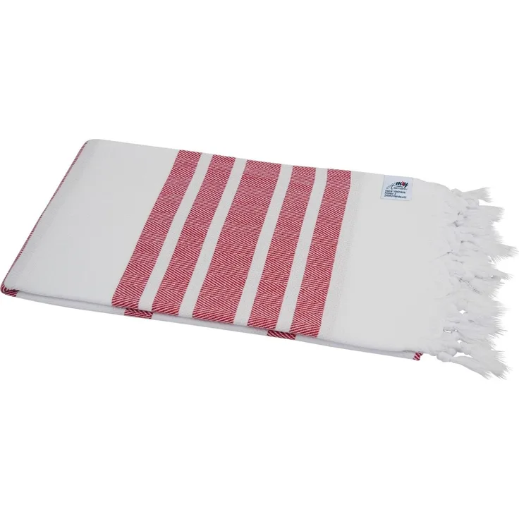 Hamamtuch weiß rot Fisch Style ca. 100x175 cm