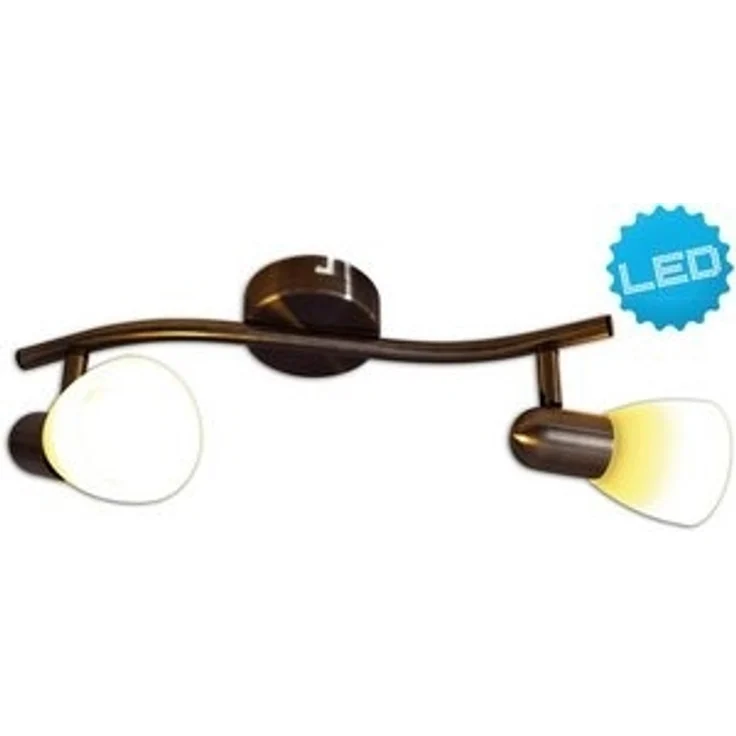 näve LED Deckenspot Mestre, LED wechselbar, Warmweiß, 2er LED Wand-u. Deckenspot, E14, braun, Glasschirm weiß – Bild 6