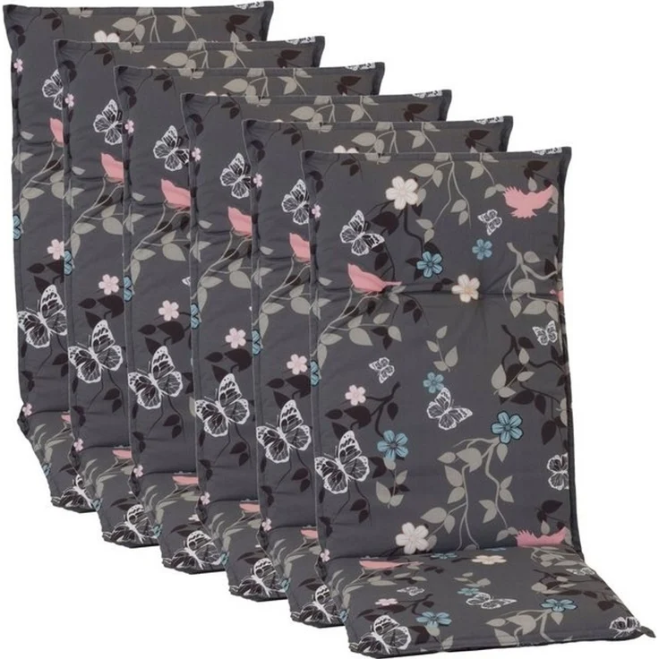 NYVI Hochlehnerauflage Hochlehner Auflagen 6er Set Barcelona - Gartenstuhlauflagen 118x50cm, (6 St), Stuhlauflage, Sitzauflage mit Halteband, UV-fest, Blumen Floral – Bild 4