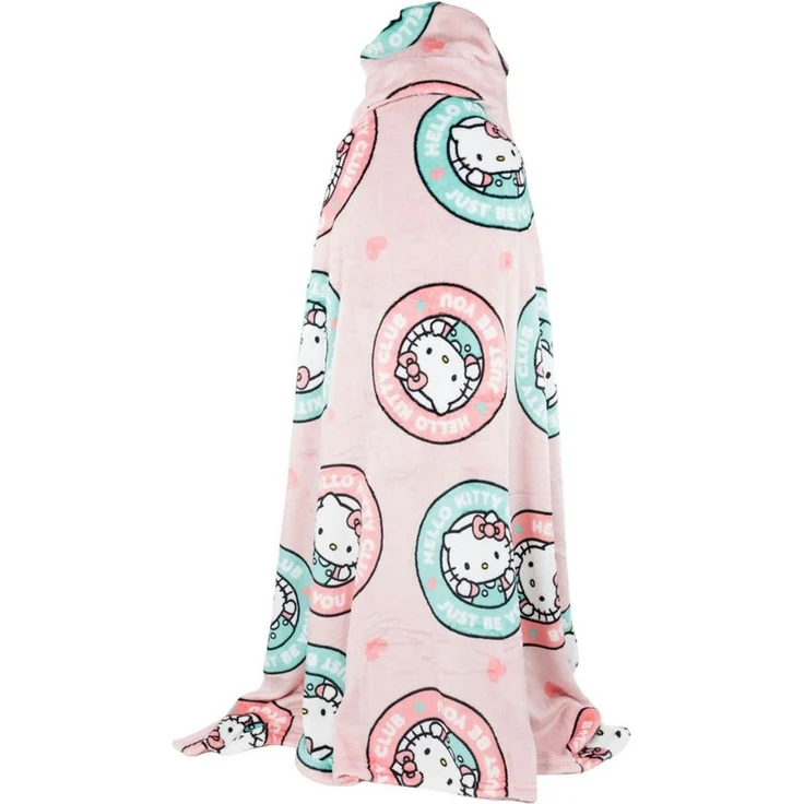Wohndecke Hello Kitty Flanell Decke XL - Warme Kuscheldecke mit Kapuze, Hello Kitty, 120x150 cm – Bild 2