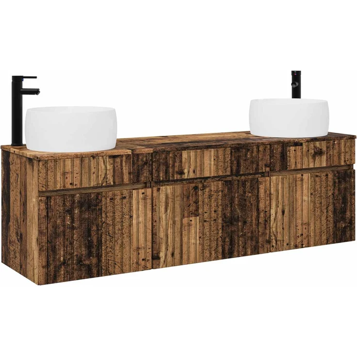 vidaXL Badezimmerschrank-Set 3 stk. Altholz 157 x 44,5 x 80 cm 3405775 – Bild 2