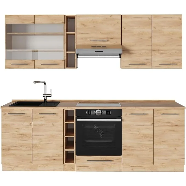 Küchenzeile Fame-Line Goldkraft Eiche 235 cm , AP Eiche Vicco – Bild 1