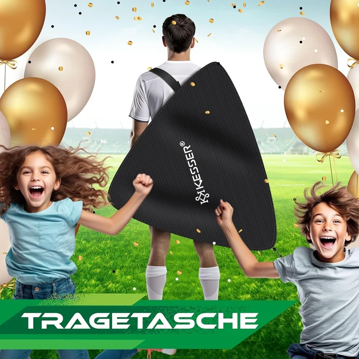 KESSER Pop-Up Fußballtor, 2er Set, mit Transporttasche, 6x Hütchen, Ballpumpe & Zielscheibe, Glasfaserstangen, 120x90 cm, Schwarz – Bild 7