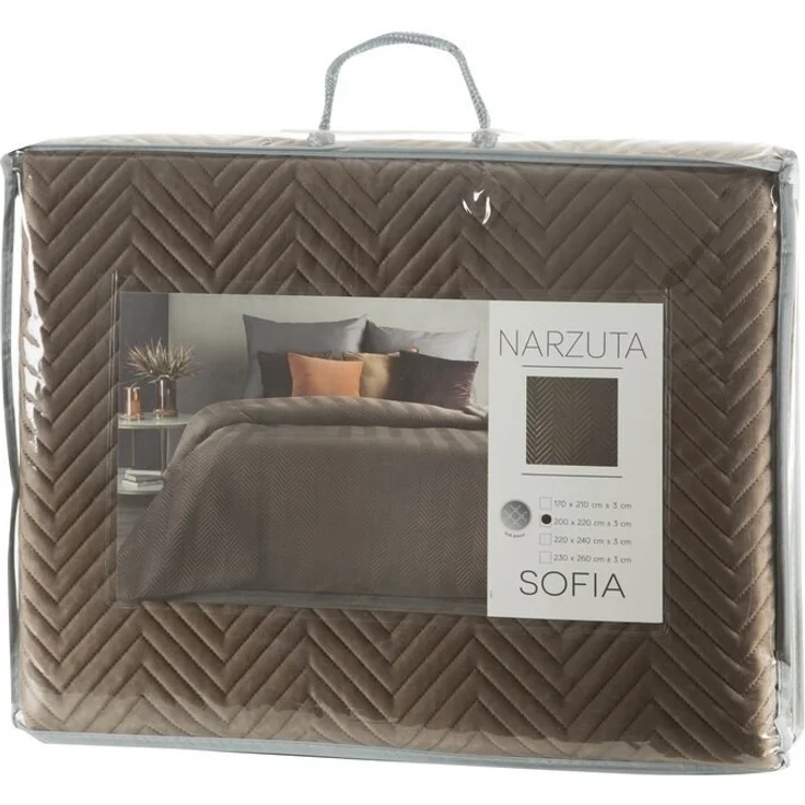 Tagesdecke Velours Samtdecke Gesteppt Steppdecke Klassische Decke SOFIA braun 70x160 cm braun – Bild 2