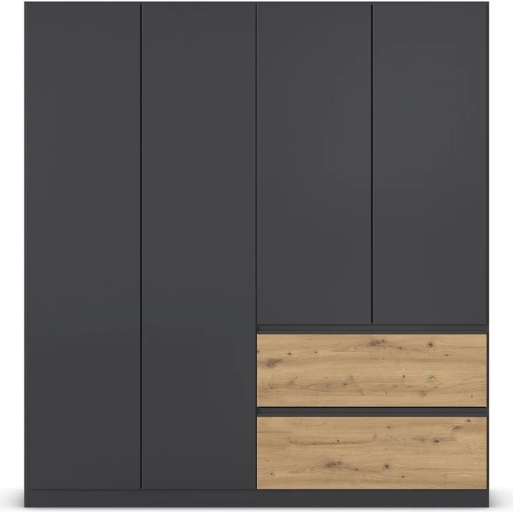 rauch Kleiderschrank, Drehtürenschrank COSTA, 4-türig, push-to-open, Grau metallic, 181 x 197 x 54 cm – Bild 2