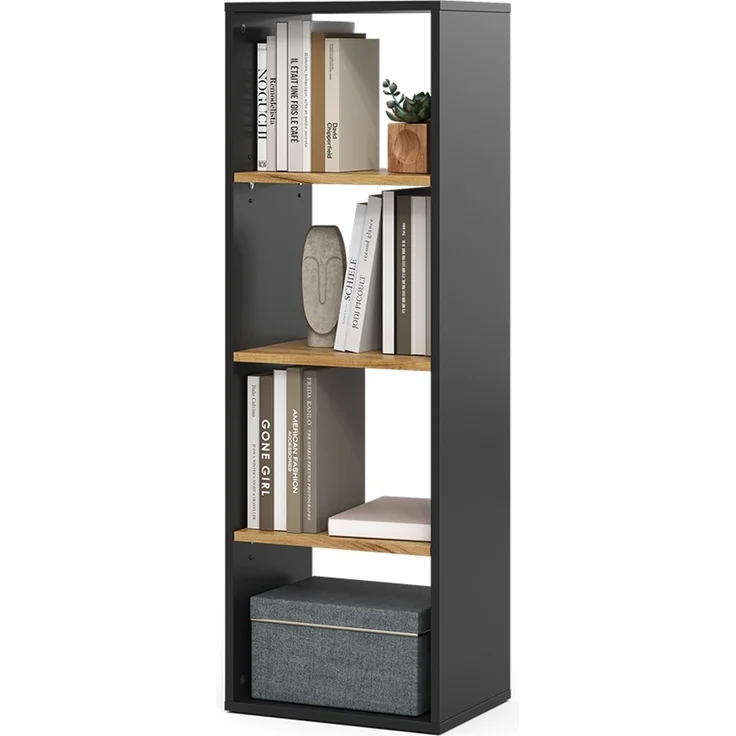Bücherregal Tomy Anthrazit/Goldkraft Eiche 40 x 120 cm ,4 Fächer Vicco – Bild 6