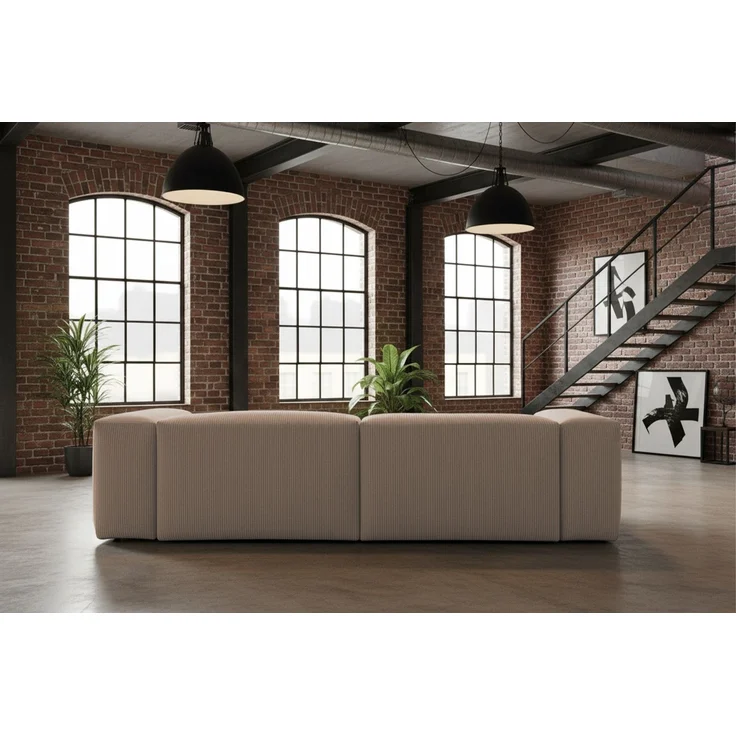 KAWOLA Sofa CELESTE 4-Sitzer mit Hocker Cord taupe 72 x 114 x 302 cm – Bild 4