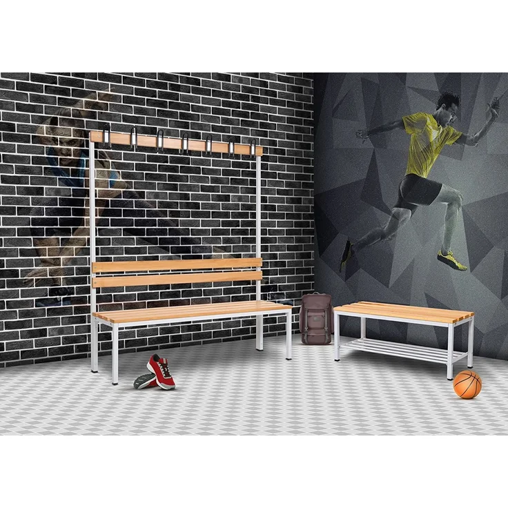 furni24 Sitzbank für Umkleideräume BxHxT: 150 x 42 x 40 cm, Umkleidesitzbank, Umkleidebank, Garderobenbank, Sportbank, Bank mit Echtholz für Fitnessstudio – Bild 3