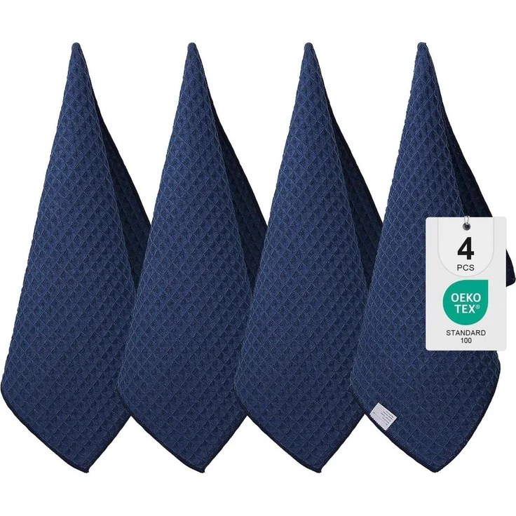 Moosfor Microfasertücher 4er-Set Küchentücher 40x70 cm Fusselfrei Marine Blau – Bild 1
