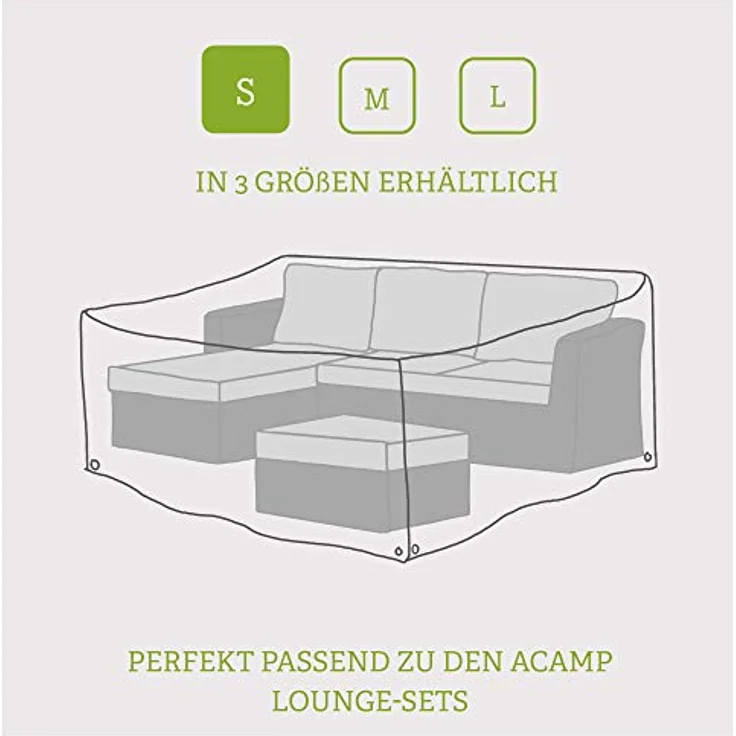 acamp Abdeckung für Gartenmöbel Größe S | wasserdicht, schmutzabweisend, UV-beständig, anthrazit | 185x125x85 cm – Bild 4