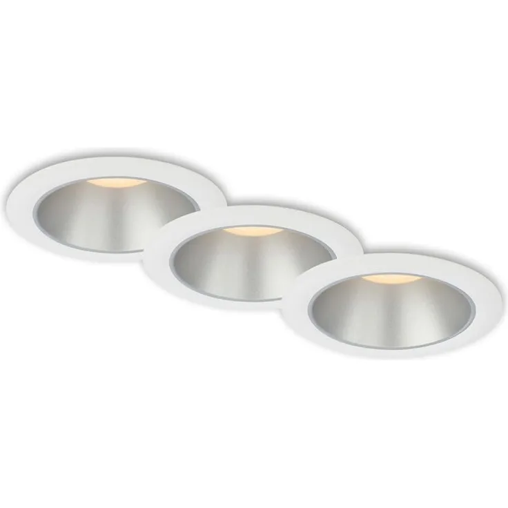 Di-Ka LED Einbauleuchte Fundu 3er Set weiß-silber Ø 9,5 cm 4,9W, warmweiß