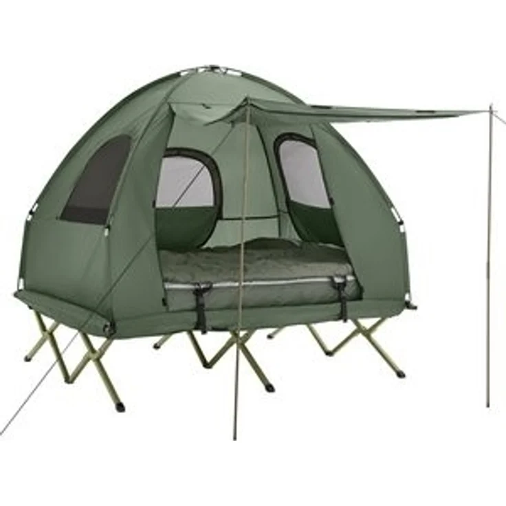 SoBuy Feldbett OGS61 Feldbett mit Zelt Schlafsack Wurfzelt 2 Person 4in1-Zelt Campingliege – Bild 6