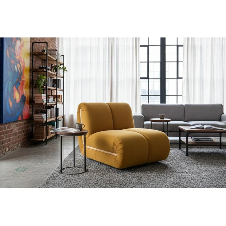 KAWOLA Sessel LAYLA Sitzelement Velvet gelb 74 x 99 x 92 cm – Bild 2