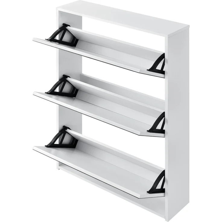 en.casa Schuhkipper Vogar mit 3 Türen 103 x 63 x 17 cm Weiß – Bild 4