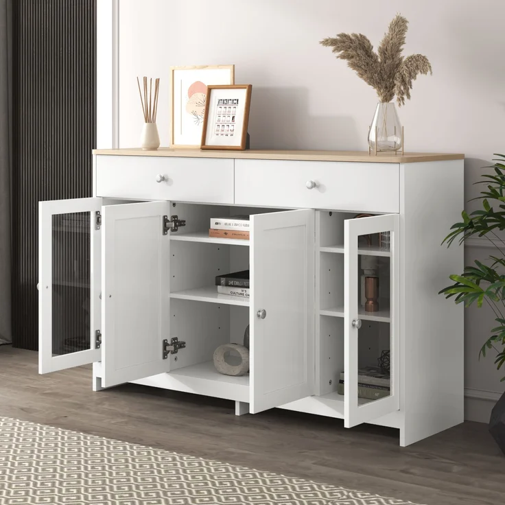 Sideboard 120x37x80 cm - Kompakter Buffetschrank im Landhausstil – Bild 7