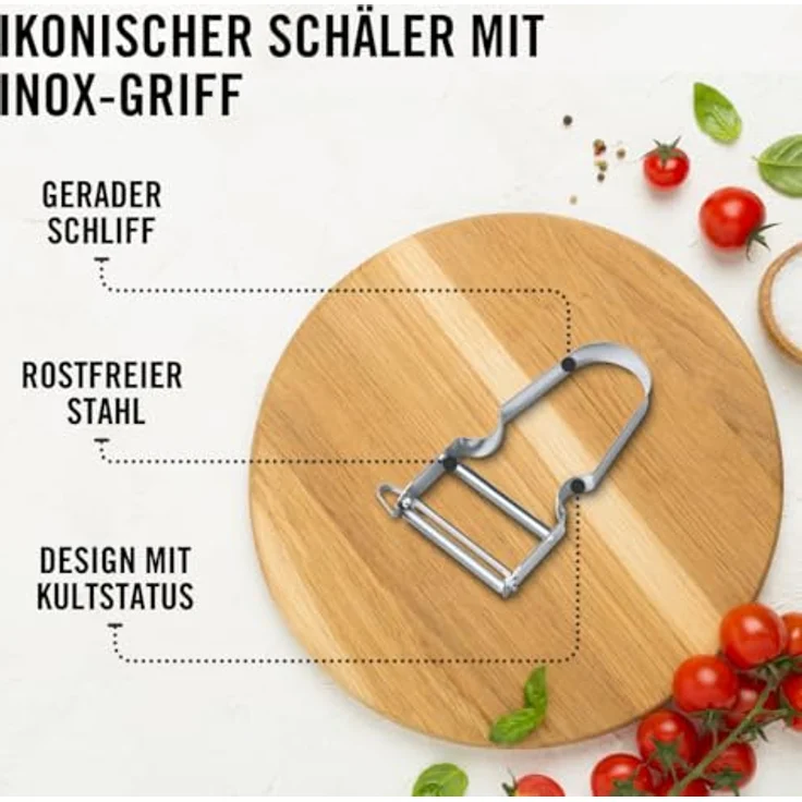 Victorinox STAR Sparschäler, Zweischneidig mit Pendelklinge, Extra Scharf, Metallgriff, Swiss Made – Bild 4