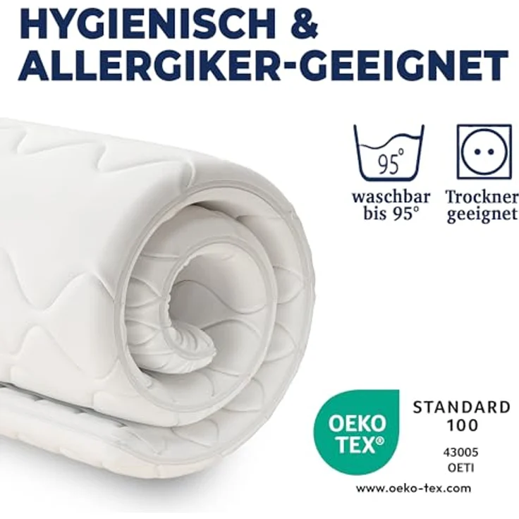 KNERST ErgoFit Matratzen Topper, 7-Zonen-Komfort, 5 cm hoch, 90 x 200 cm, abnehmbarer Bezug, waschbar bei 95°C – Bild 4