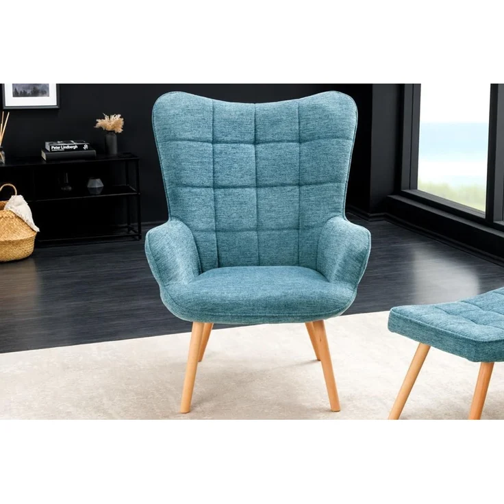 riess-ambiente Sessel SCANDINAVIA blau / natur (Einzelartikel, 1-St), Wohnzimmer · Stoff · Massivholz · mit Armlehnen · Scandinavian Design – Bild 4