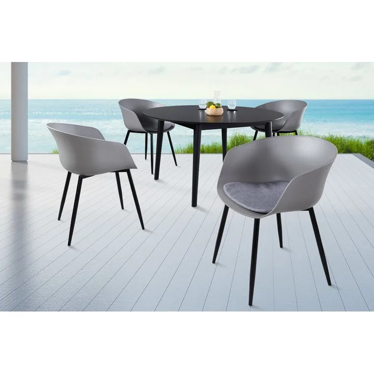 riess-ambiente Gartenstuhl DESIGNO grau / schwarz (Einzelartikel, 1 St), Esszimmer · Kunststoff · Metall · mit Armlehne · Balkon · Outdoor